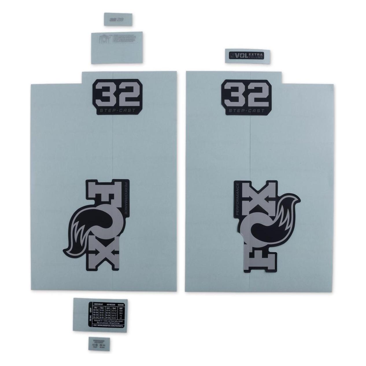 Fox Decal Kit: 2025, 32 SC, P-S, Gray Logo, Matte Black Fork, Gen 2 FK (58892525)