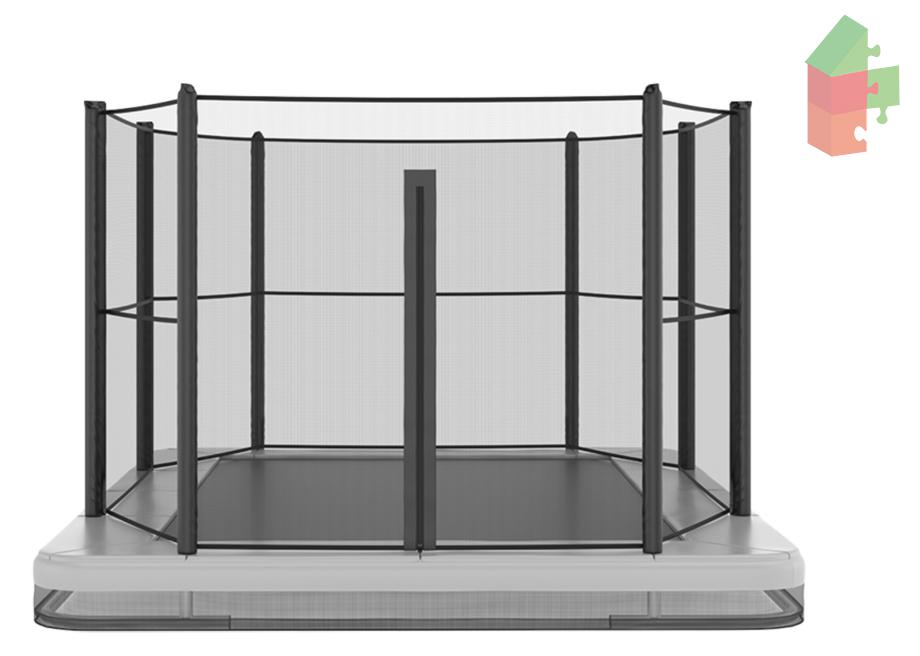 Trampolin AKROBAT ORBIT, eingelassen, 335x244 (11x8 Fuß), Anthrazit, inklusive Sicherheitsnetz