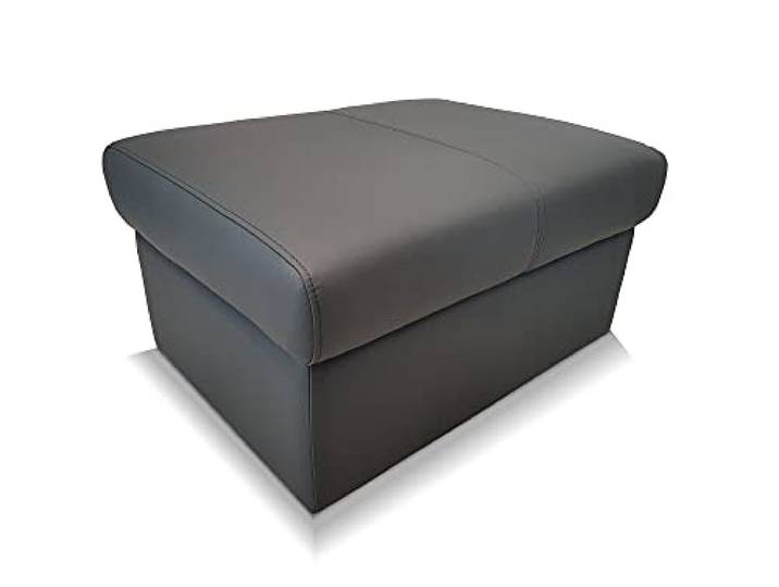 Quattro Meble Dunkelgraues Echtleder Hocker aufklappbar mit Stauraum Sitzhocker Rindsleder Sitzwürfel Fußhocker Polsterhocker Echt Leder Puff Model NT 2p (75 x 55 x H-40 NT)
