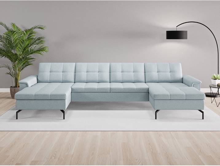 Wohnlandschaft Rio Nr. 2 - Blau (Pastellblau) - Feiner Strukturstoff