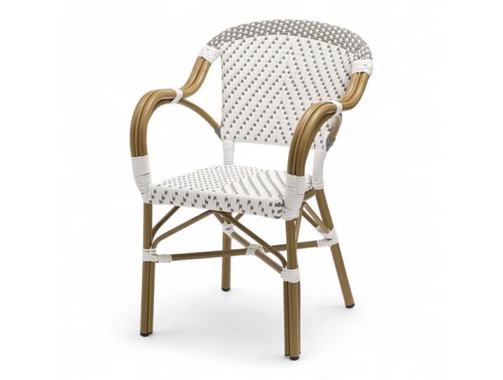 Fauteuil de terrasse BIARRITZ - Tressage gris et blanc