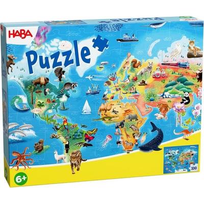 HABA 2013400001 - Puzzle Weltkarte, 100 Teile