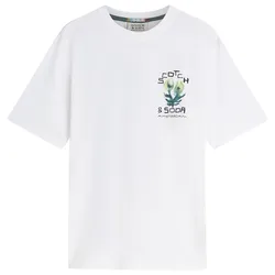 SCOTCH&SODA Herren T-Shirt - Front & Back Artwork Tee, Regular Fit, Print, Rundhals, Kurzarm, Baumwolle Weiß / 2XL