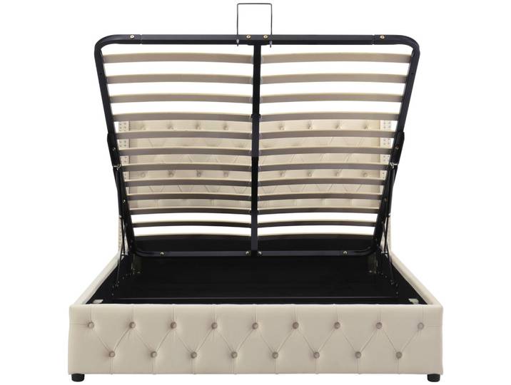 Oxeza Polsterbett 140/200 cm Grau mit Hydraulikfunktion, Beige, Mode, 140x200 cm, Schlafzimmer, Betten, Polsterbetten