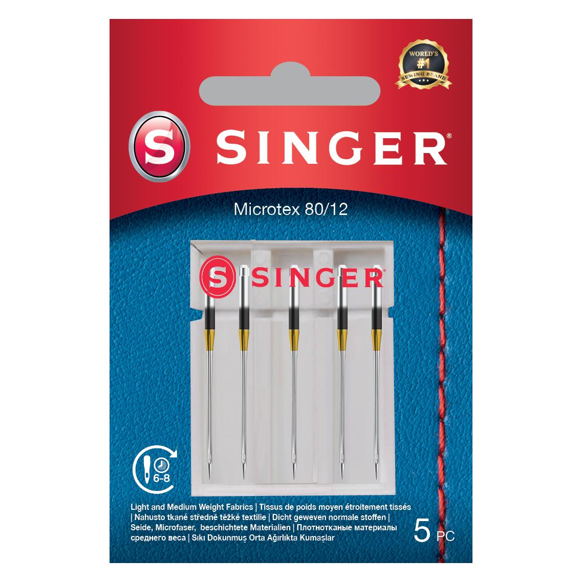 Singer MICROTEX Nähmaschinennadel, 80/12, 5er Pack (Singer)