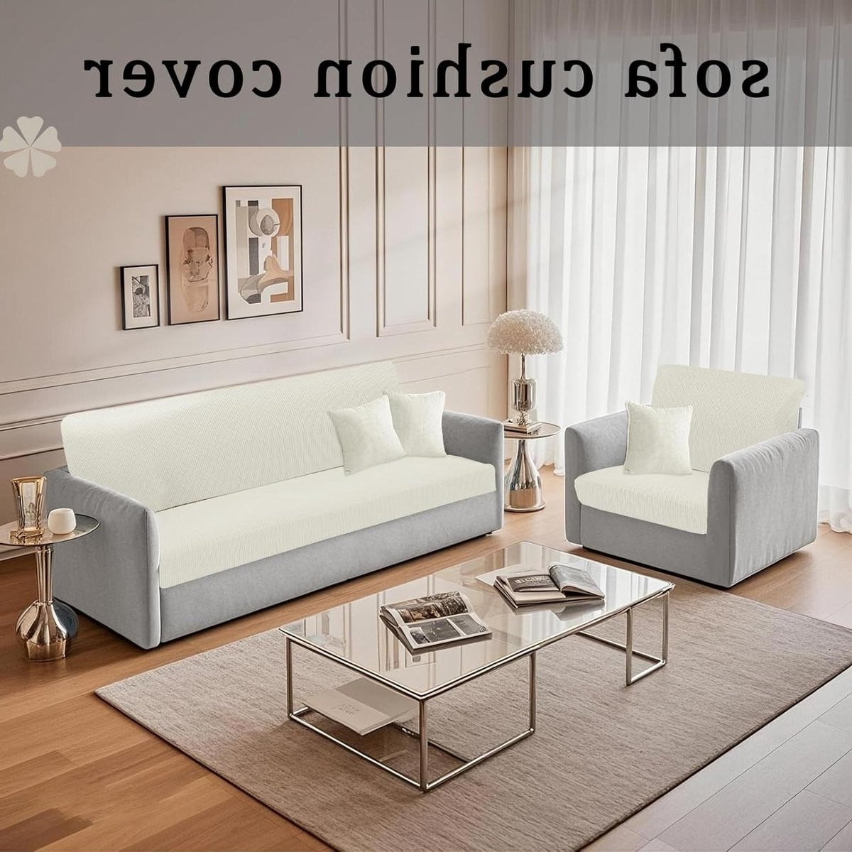 Antislip Bank Zitkussenhoes voor Sofa - Meubels Beschermen - Ivory - Breedte: 60-90 cm
