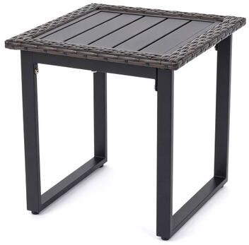 Costway Outdoor Rattan Side Table with Slatted Tabletop and PE Rattan Finish-1 Piece