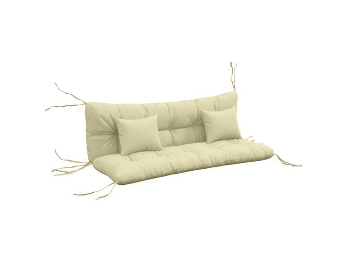 ComfortXL Sitzkissen 4er-Set De-09905 wasserabweisend mit Bindebänder Cremeweiß, 50x12x150 cm, Gartenmöbel, Gartenpolster & Auflagen, Sesselauflagen