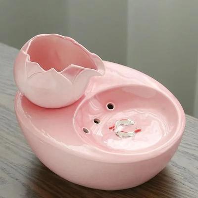 Inspired Finds Premium Ceramic Cat Water Fountain With USB Pump And Quiet Flow Filtration System pink
