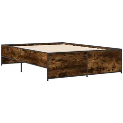 vidaXL Bettgestell Räuchereiche 140x190 cm Holzwerkstoff und Metall