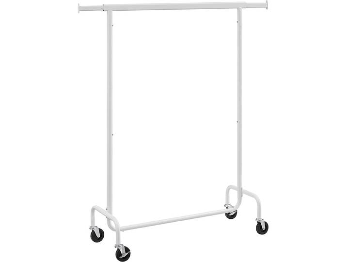 Songmics – Kledingrek op Wielen – Uitschuifbaar 110-150 cm – 130 kg - Verchroomd Zilver - HSR011W01V2