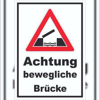 HB-Druck Schild Achtung bewegliche Brücke A4 (210x297mm)