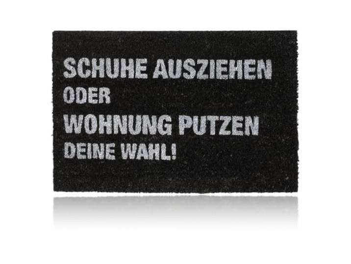 Relaxdays Paillasson en Fibre de Coco Schuhe ausziehen Oder Wohnung putzen - Deine Wahl!\, intérieur\, 60x40 cm\, Noir