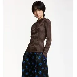 Essentiel Antwerp für Damen. KARAN Karan Poloshirt slim fit braun (M), Kastanienbraun, Klassisch, Viskose, Langarm