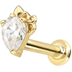 14 Karat Gold Labret mit Innengewinde MOISSANIT-TROPFEN