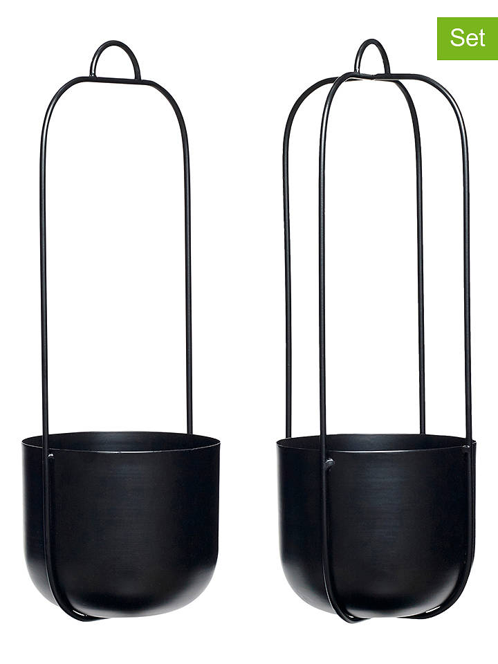 Hübsch 2er-Set: Hängetöpfe in Schwarz - (H)44 x Ø 16 cm - onesize