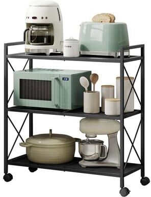 No 3-Tier Metal Storage Rack with Wheels