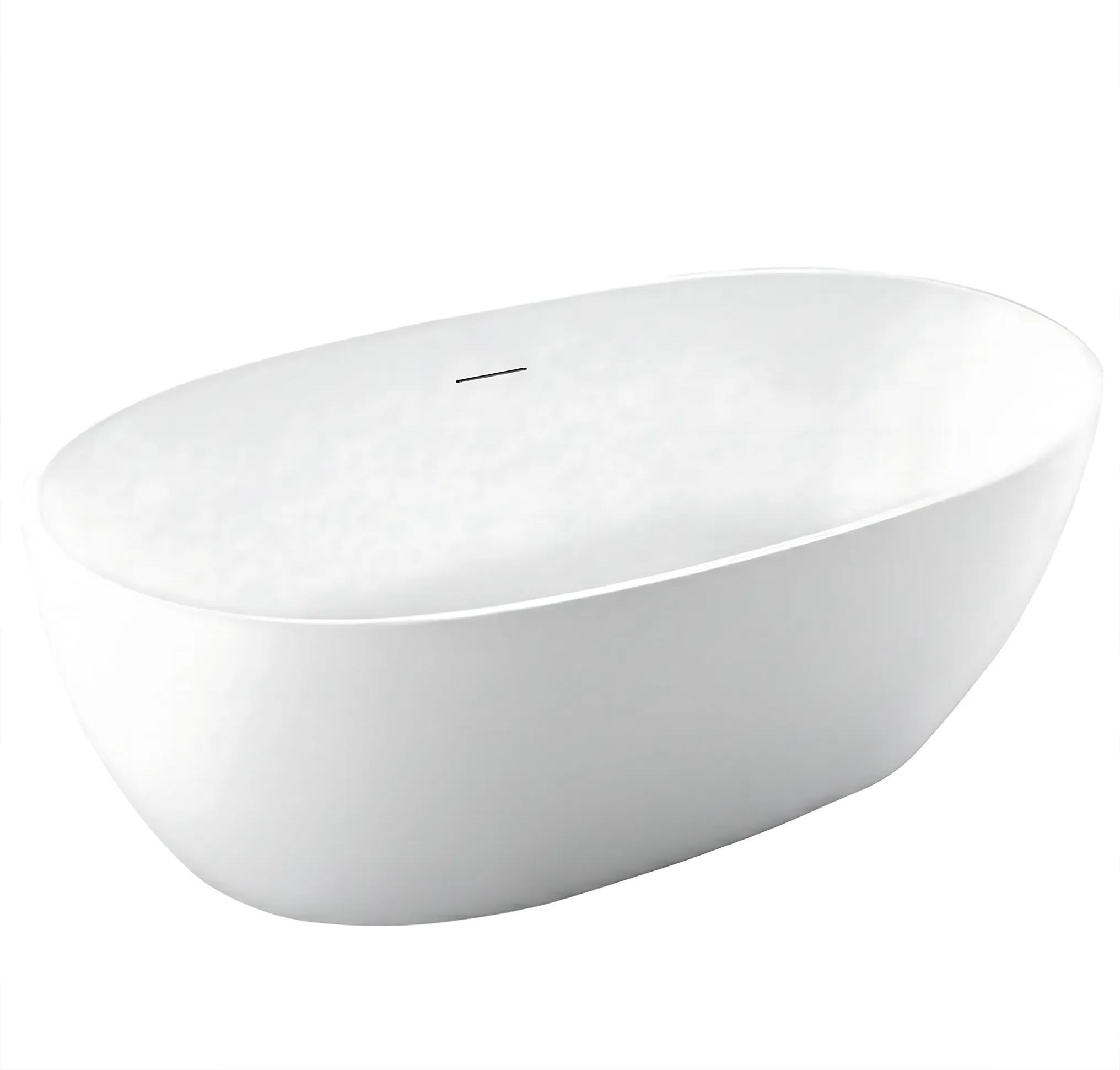 Freistehende Badewanne Rea Roma 170 Mit Schwarzer Steckerkappe Weiß