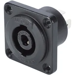 NEUTRIK® speakON®, spritzwassergeschützt IP54 , 4-pol , Metall-, Löttechnik-Einbaustecker, versilberte(r) Kontakt(e), Type G, schwarz