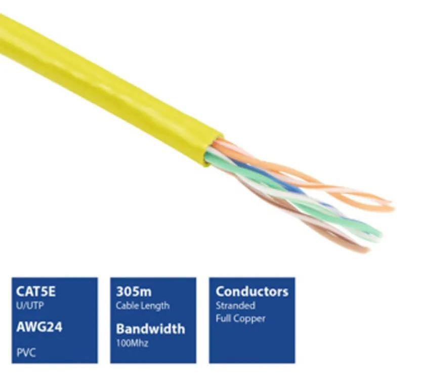 ACT 305m Cat5E Cable, 305 m, Gelb