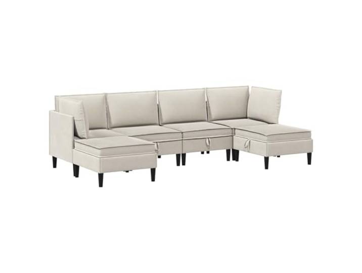Favemtsl Wohnzimmergarnitur 6-TLG Modulsofa Set mit Kissen Stoff Hafer Flexibles 6-teiliges Modulsofa für Wohnzimmer und Lounge mit bequemem Stoffbezug in Hafer und stabilen Pfostenbeinen.