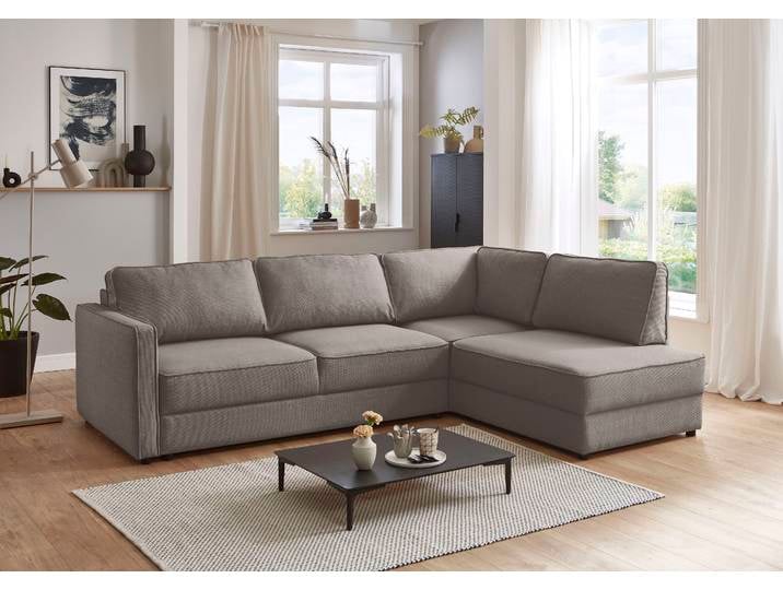 Schlafsofa, 250x200 cm, Polyester, Grau, Bettfunktion & Bettkasten, Atlantic Home Collection