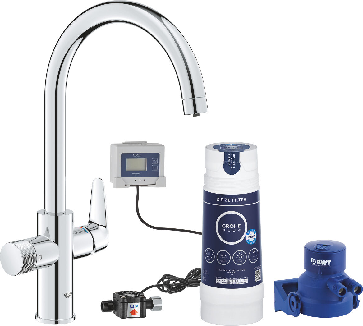 Grohe Blue PURE - Rubinetto 2in1 con filtraggio acqua - INSTALLAZIONE INCLUSA - Cromato bocca a ""U""
