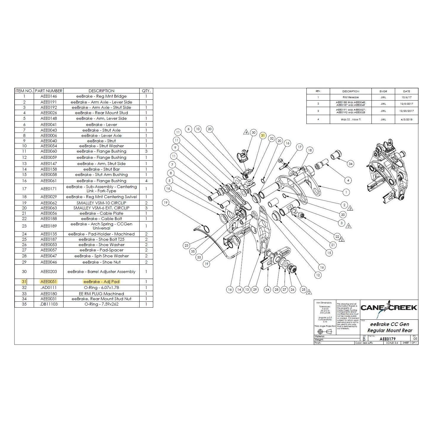 Cane Creek Rasterung Einstellschraube Bremszug, eeBrake Bremse (35239612)