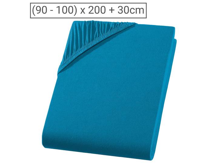 Einzelbett Premium Qualitäts-Jersey Fixleintuch, 100% Baumwolle, petrol, 90 x 200 cm