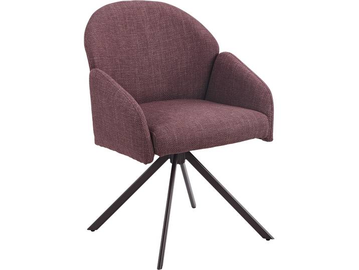 Armlehnstuhl HELA HOLLY , braun (wildberry, wildberry, wildberry, wildberry), B:56,5cm H:84cm T:61cm, Metall, Polyester, Stoff, Stühle, Armlehnstuhl, 360 drehbar, Armlehnen, Gestell angepasst, Swing Back Komfortrücken