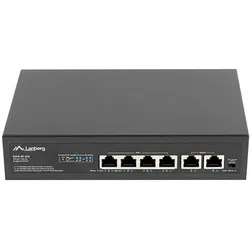 Lanberg RSFE-4P-2FE-60 Netzwerk-Switch Unmanaged Fast Ethernet (10/100) Power over Ethernet (PoE) 1U (6 Ports), Netzwerk Switch, Schwarz
