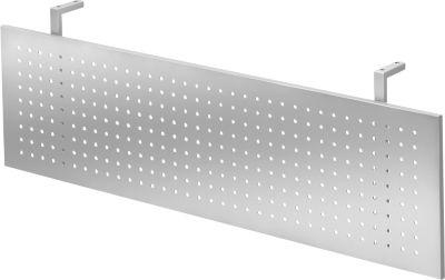 Sichtblende für Schreibtische, Metall, gelocht, silberfarben einbrennlackiert, B 1200 mm