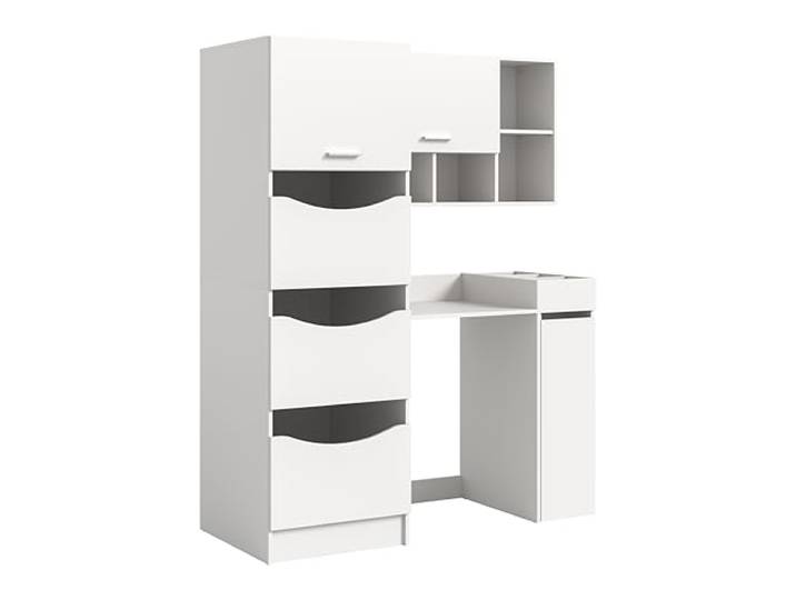 xonox.home – 4-teiliges Waschplatz-Set Free 145x195x62 cm in weiß Nachbildung – Wäscheschrank, Waschmaschinenumbau, Anstellregal & Hängeschrank – Kompaktes Set für strukturierte Räume