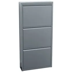 Ebuy24 Pisa Schuhschrank mit 3 Klappen/Türen in Metall grau. Fertig montiert geliefert.