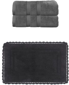Home Weavers Casual Elegance 100% Soft Cotton 2 Pc Bath Towel Set & 1 Pc Bath Rug, Machine Washable & Non Slip (Set of 3)