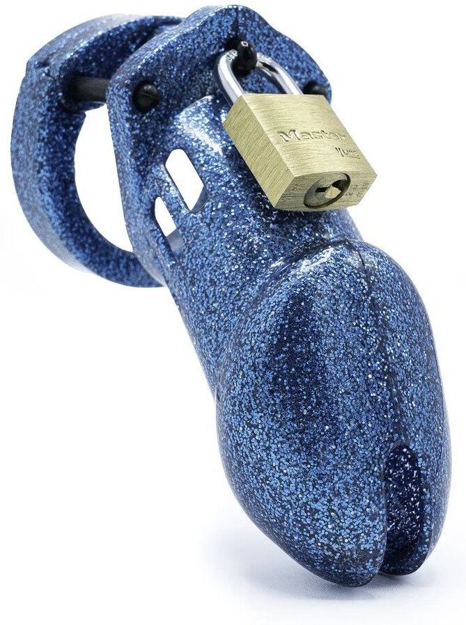 CB-X Cage de chasteté CB-6000 avec finition pailletée bleue