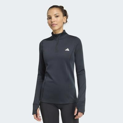 Rollkragenpullover ADIDAS PERFORMANCE "WORKOUT ESSENTIALS 1/4 ZIP COVER UP", Damen, Gr. L, schwarz, Obermaterial: 89% Polyester, 11% Elasthan, Pullover Rollkragenpullover, mit Reißverschluss, für Sportmode und Streetwear, sportlicher Stil