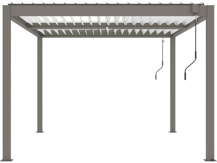 Pergola bioclimatique avec led Windsor premium en aluminium 3 x 4 - Taupe