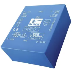 Block Transformer FL PCB 6VA 2x18V, Transformator