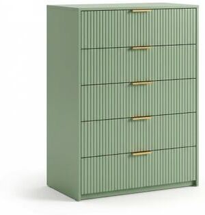 YUN 5 Drawer Dresser for Bedroom, Modern Tall Chest of Drawers with Metal Knobs, Wooden Clothes Storage Organizer