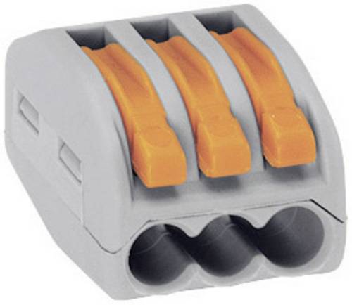 WAGO 222-413 222 Verbindungsklemme flexibel: 0.08-4mm² starr: 0.08-2.5mm² Polzahl: 3 5 St. Grau, Orange