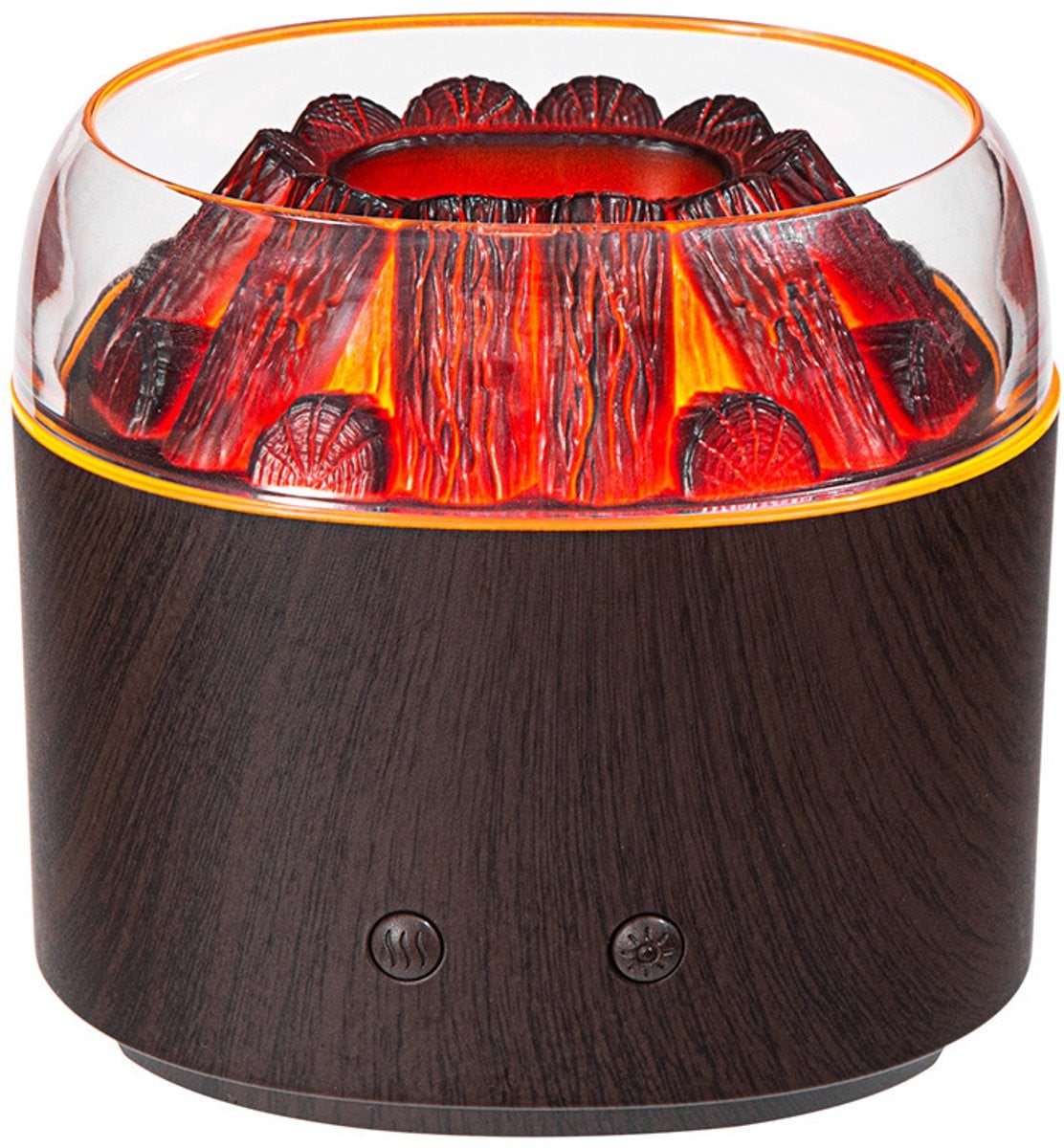 Ultrasone aroma diffuser met houtnerf en sfeerverlichting Flaming Mountain, bruin