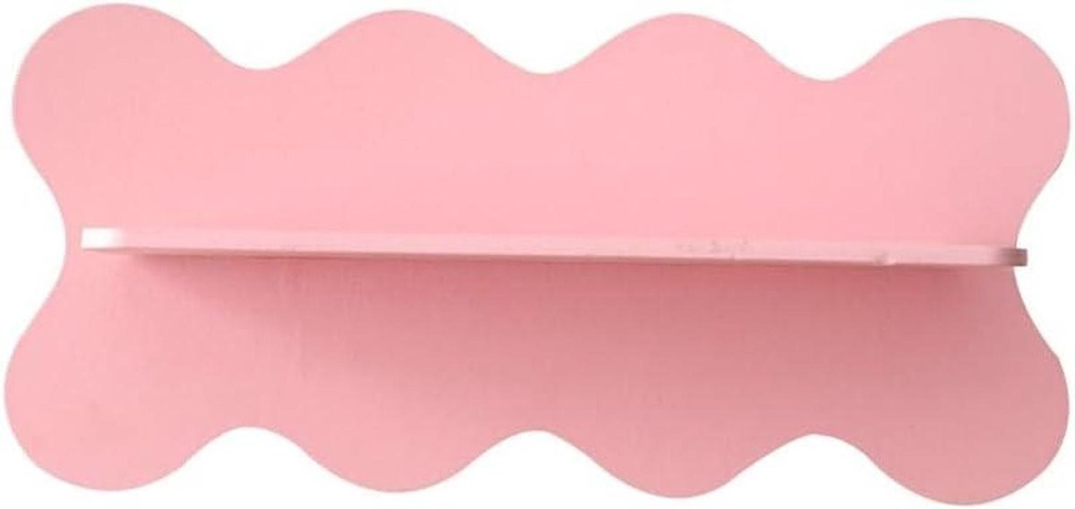 Houten Golvend Opbergrek Wandplank Decoratie Roze