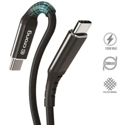 Crong Armor Link - 100W PD 5A USB-C für USB-C Kabel 200cm (schwarz)