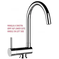 Wasserhahn Vorfenster Küchenarmatur, Umklappbar 6 CM, LINKER HEBEL, mit 360° schwenkbarem U-Auslauf, Verchromt