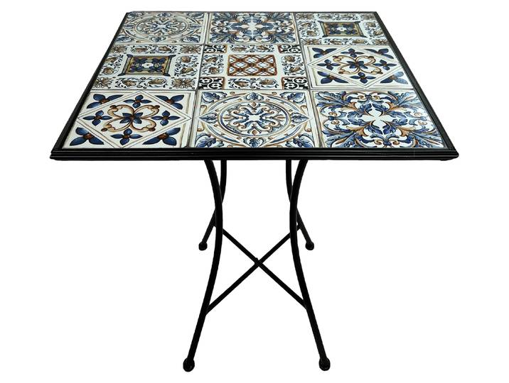Axi Camilla Table De Bistrot Bleu - Mosaïque Petite Table Basse\, Design Carré\, Carreaux En Céramique Balcon\, Terrasse Ou Balcon - Charge Max : 40