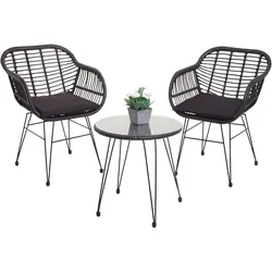 Poly-Rattan Garnitur MCW-G17, Balkon-Set Gartengarnitur Sitzgruppe Stuhl, Seil ~ anthrazit, Kissen anthrazit