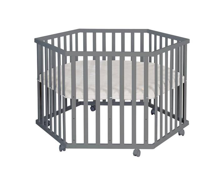 Roba Laufgitter 6-eckig Greyish gesteppt, Anthrazit, Holzwerkstoff, Sechseckig, 118.5x72.5x103.5 cm, Baby- und Kindermöbel, Babyzimmer, Laufgitter