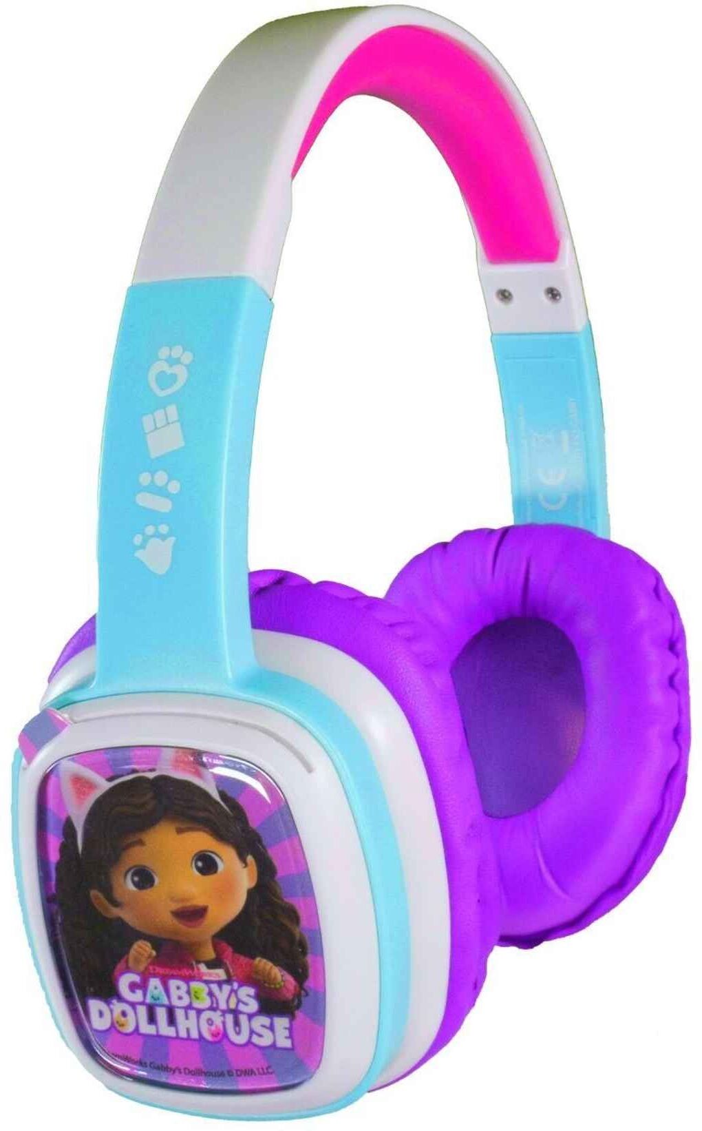 LAZERBUILT Gabby’s Dollhouse Wired Flip 'n' Switch Kids Headphones with 8 Design Cards