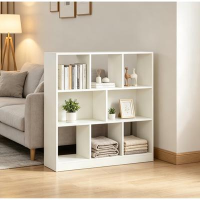 Eight layer simple household white bookshelf